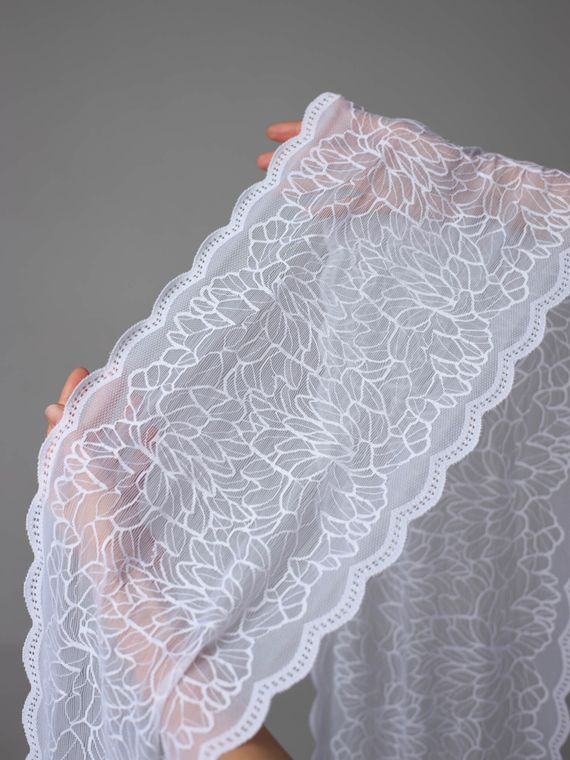 03-295 ОПТ Кружево эластичное 22 см, белый 001