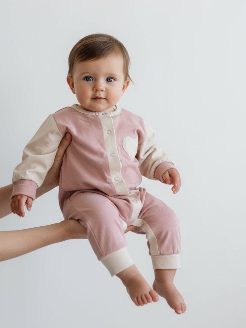 Комбинезон для новорожденного розовый с контрастными деталями