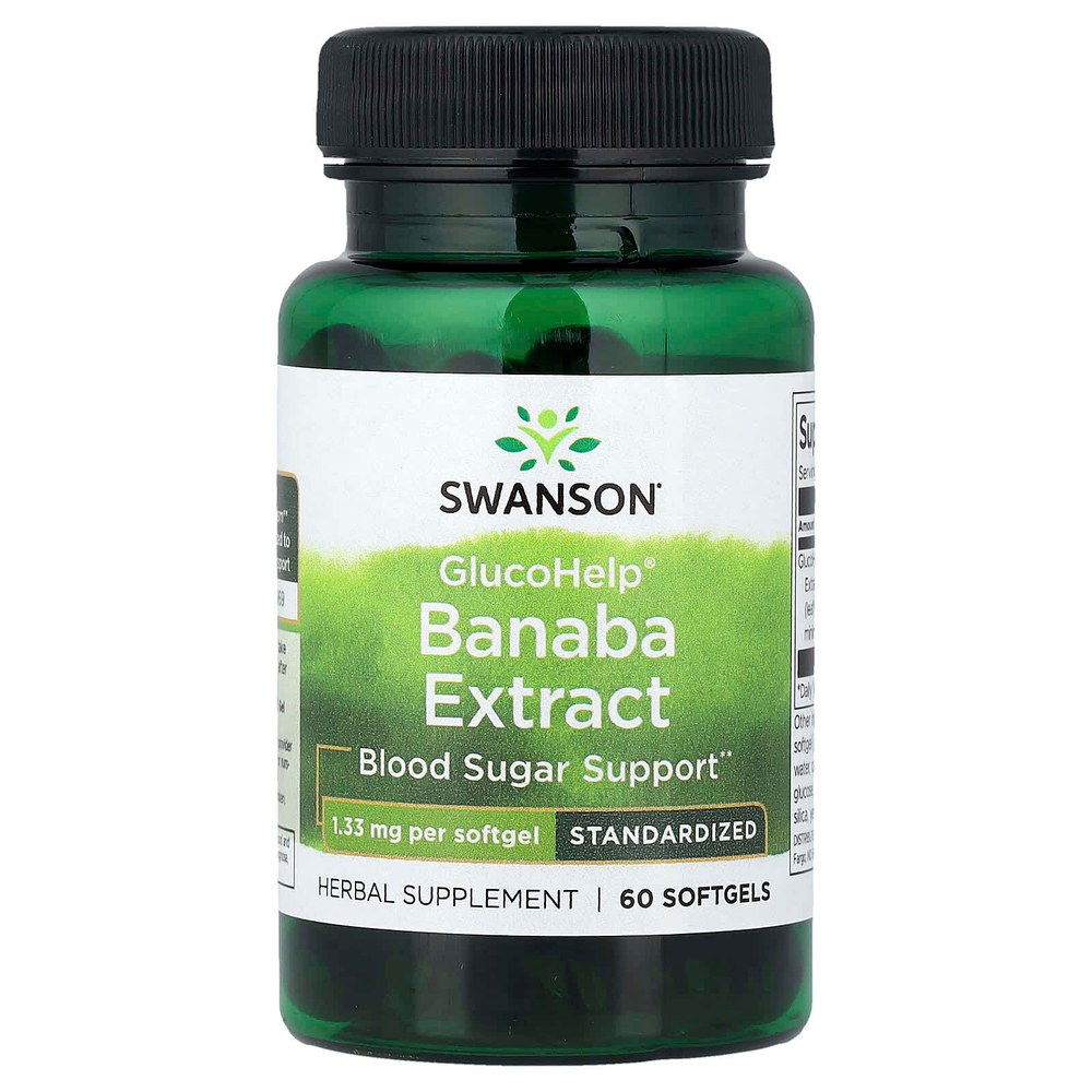 Swanson, GlucoHelp®, экстракт банабы, стандартизованный, 1,33 мг, 60 капсул