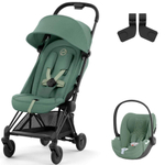 Коляска Cybex Coya Matt Black Frame Cloud T i-Size Leaf Green Plus Leaf Green с дождевиком