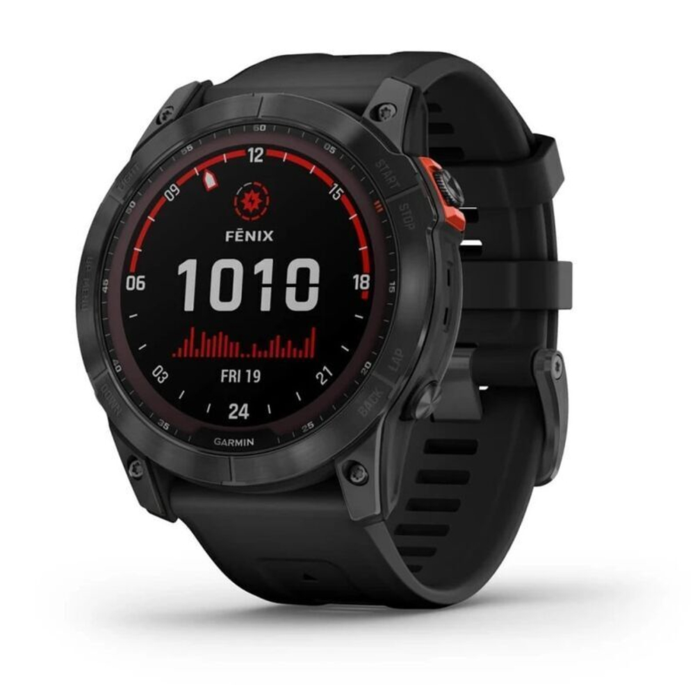 Умные часы Garmin Fenix 7x Solar черный с черным силиконовым ремешком
