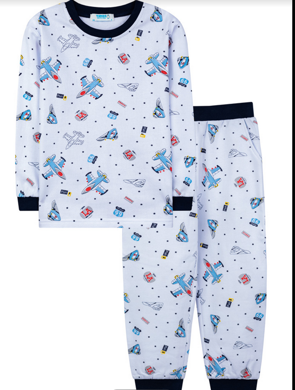ПИЖАМА для мальчика M1180FNR-2/5 р.104 белый самолёты (Такро)