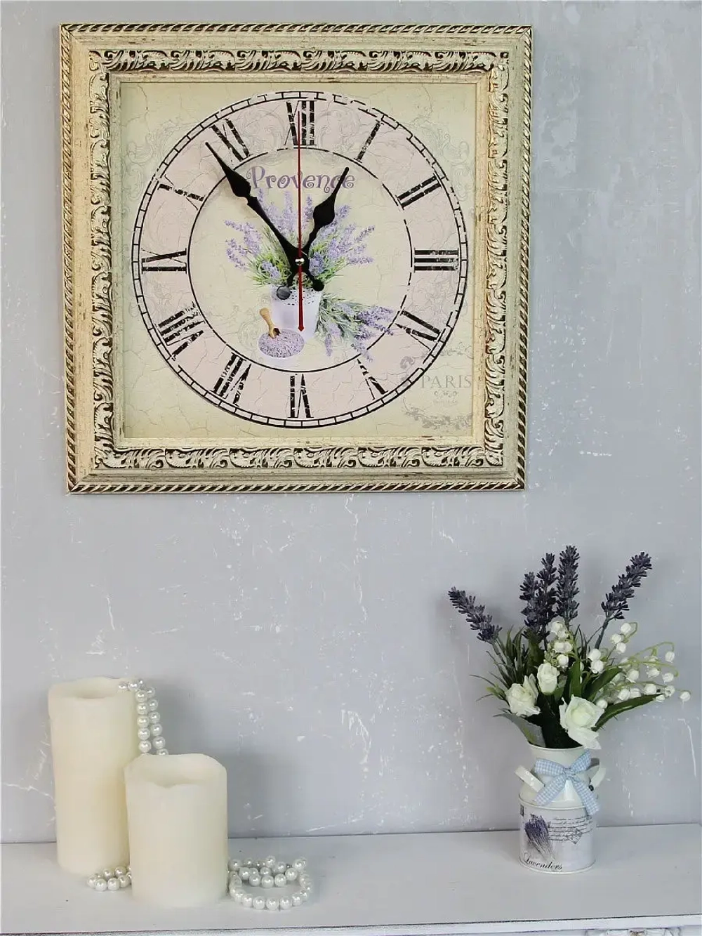 Часы настенные в винтажной раме "Прованс"