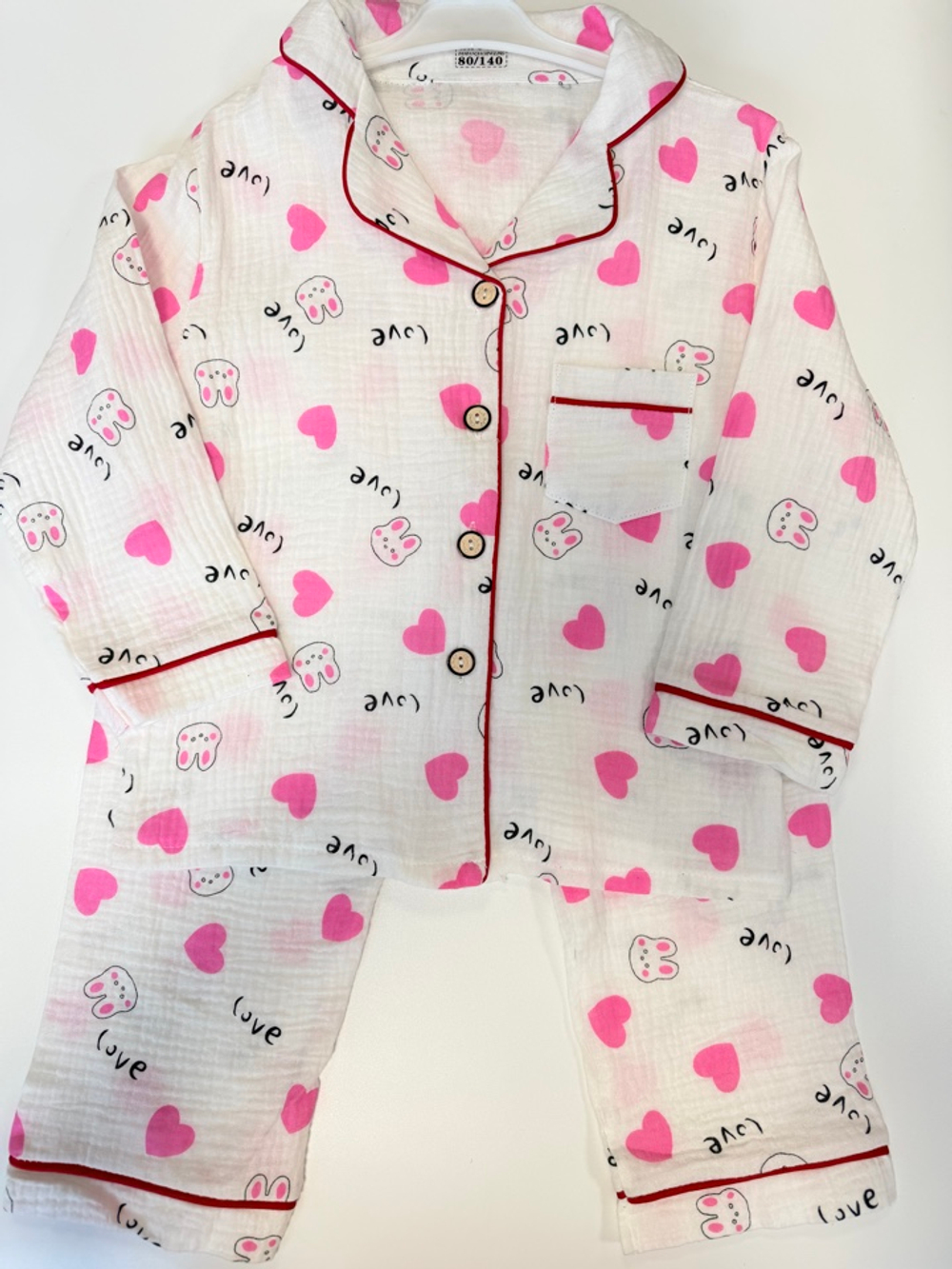 Пижама муслиновая для девочки с длинным рукавом