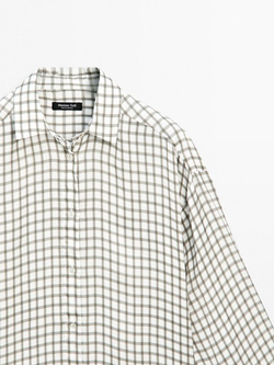 Massimo Dutti Струящаяся рубашка в клетку, жемчужно-серый