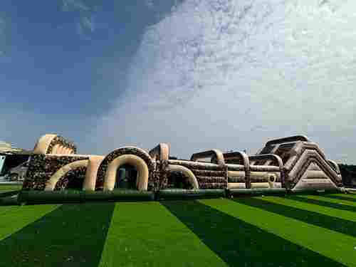 Надувная полоса препятствий «Патриот», 4 блока, 22х4х5 м