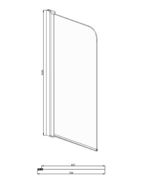 Шторка для ванны распашная Azario Merrit 70х150 цвет профиля черный (AZ-NF6211 700 BLACK)