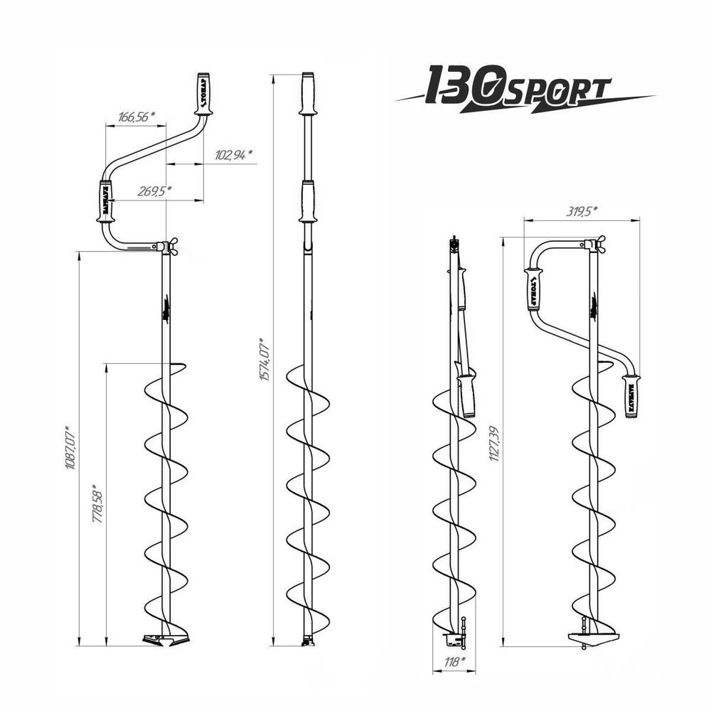 Ледобур ЛР Спорт 130 мм, левое вращение Тонар