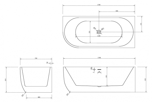 Акриловая ванна ABBER AB9315 R белая