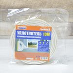 Уплотнитель 10м резиновый самоклеящийся D-профиль 8*9 мм белый