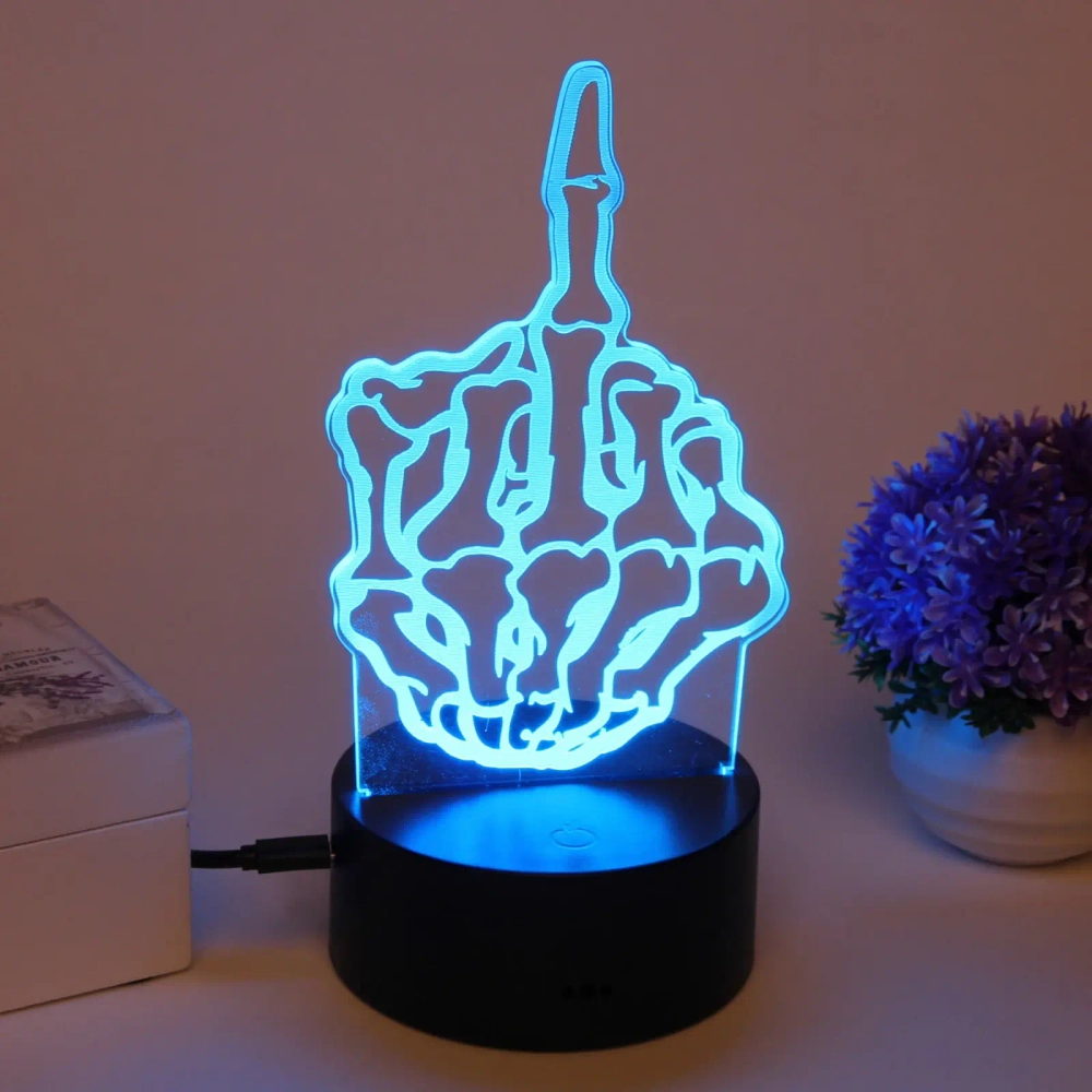 Светильник ночник «3D-Скелет шлет привет» на пластиковой подставке, с включателем USB