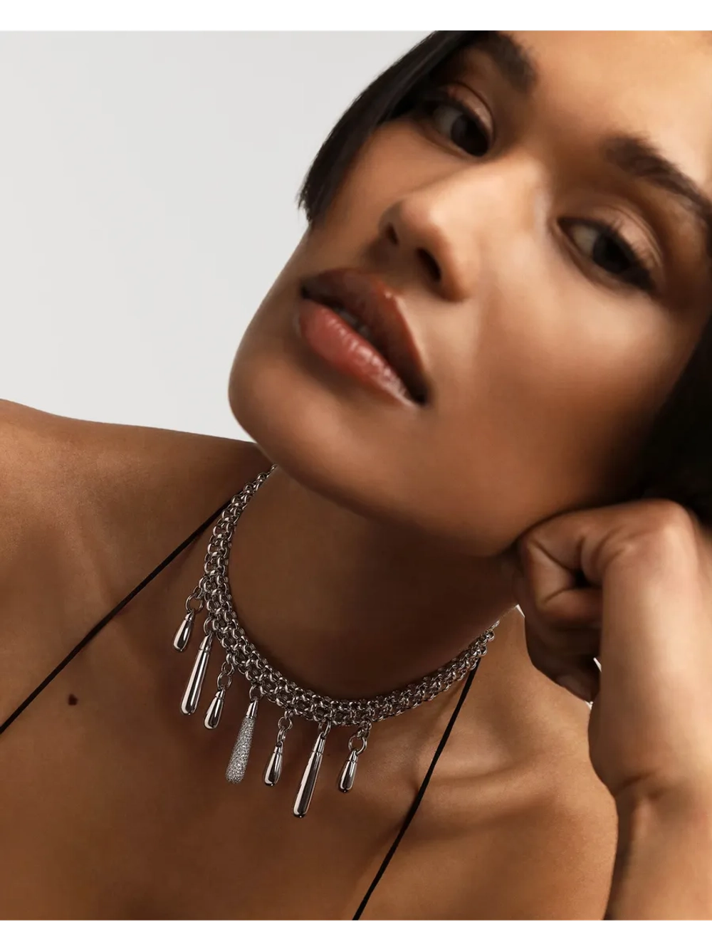 Колье Jelly Choker Серебро 925 пробы покрытое родием