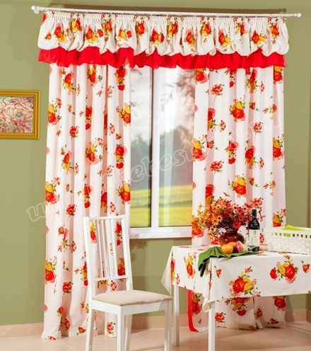 Шторы для гостиной или спальни: Белладжио (арт. BL01-51-01)  -   (130х270)х2, ламбрекен 200 см. - (Возможна высота 250 см.) - красные