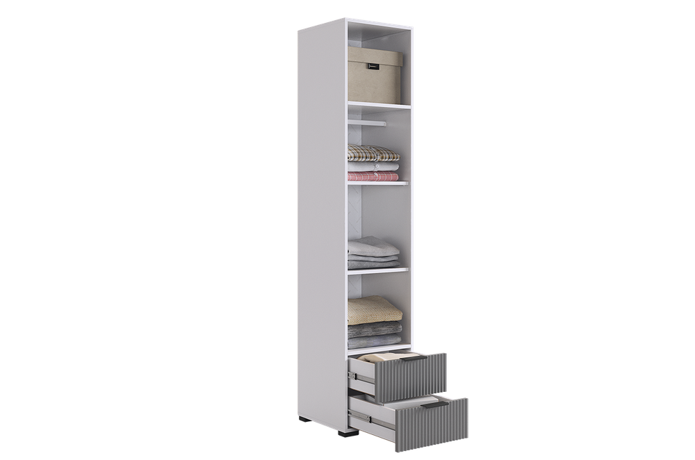 Шкаф однодверный "Зефир" 107.01, (Белое дерево/Серый (эмаль))