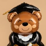 Шар 3D (58''/147 см) Фигура на подставке, Мишка Выпускник, 1 шт. в уп.