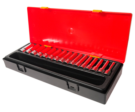 Набор головок торцевых 3/8" 6-ти гранных 6-22мм глубоких 16 предметов в кейсе JTC