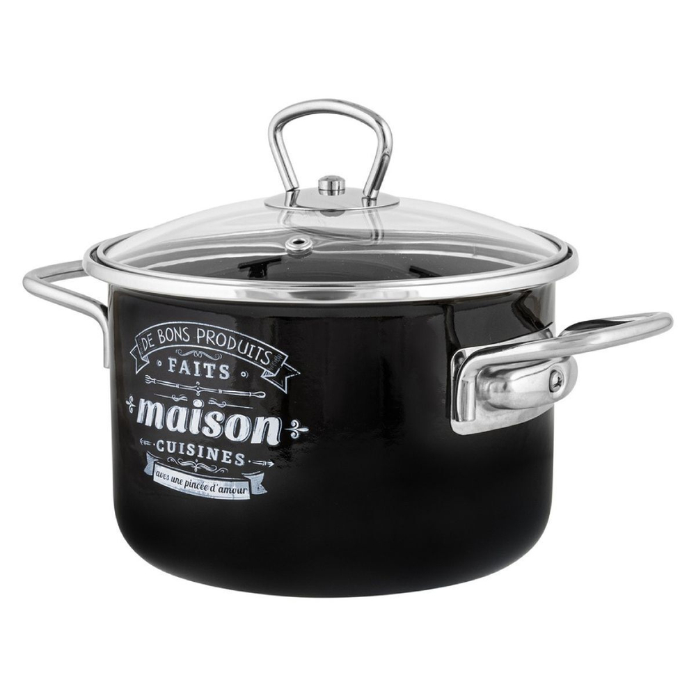 Кастрюля сталь, эмал, 2 л, с крыш, крышка стекло, Appetite, Maison, 1SD165S, индукц