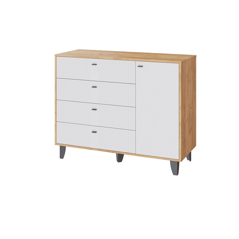 Комод Катрин-13, Дуб крафт золотой, Карбон фарфор