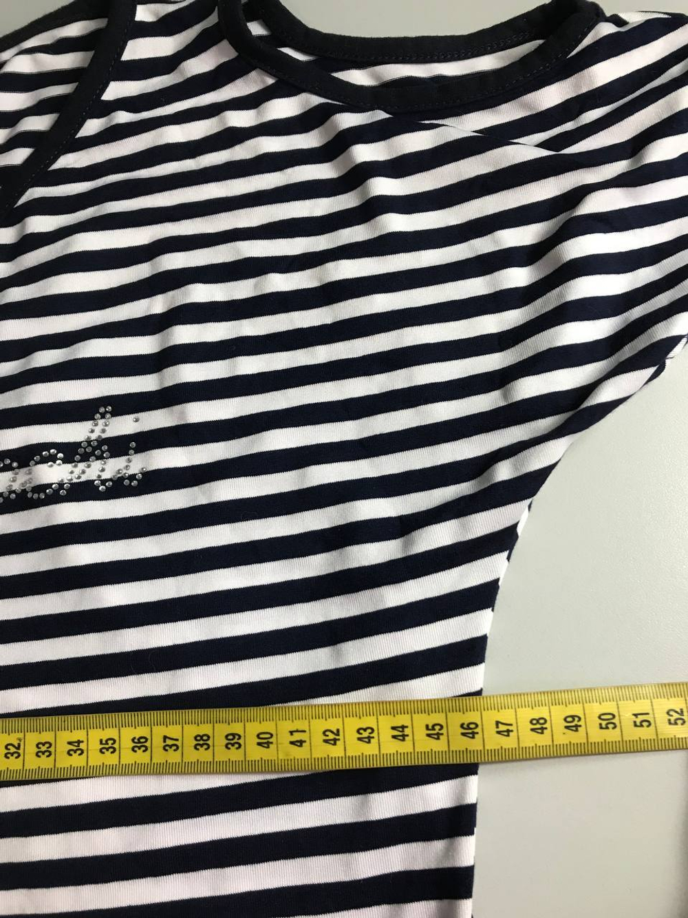 Платье в морском стиле со стразами, визуально 46/48 размер