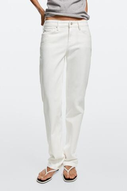 Massimo Dutti Джинсы прямого кроя с низкой посадкой, экрю