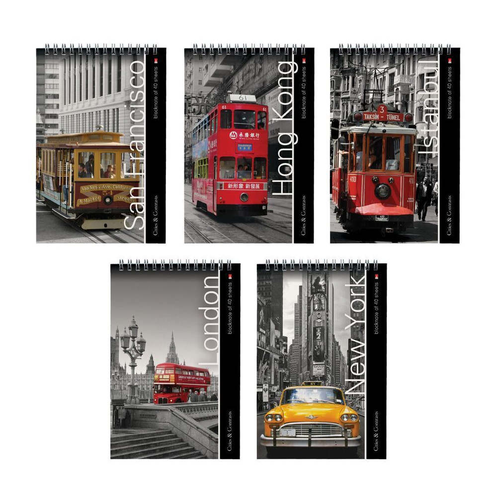 Блокнот А5 40л гребень "Города" клетка*