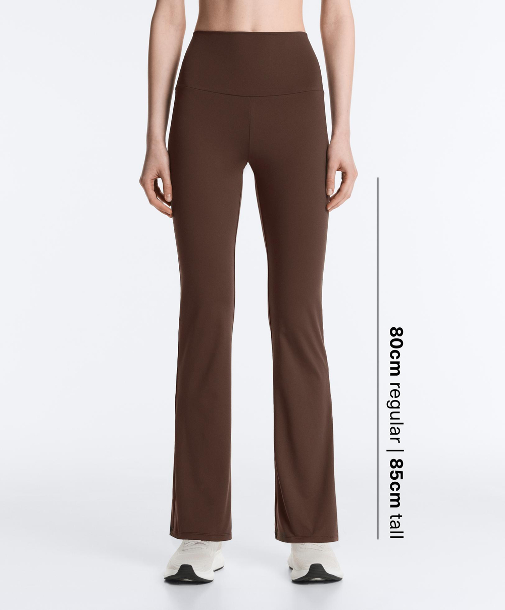 OYSHO Брюки клеш с высокой посадкой Flare Comfortlux High Rise, коричневый