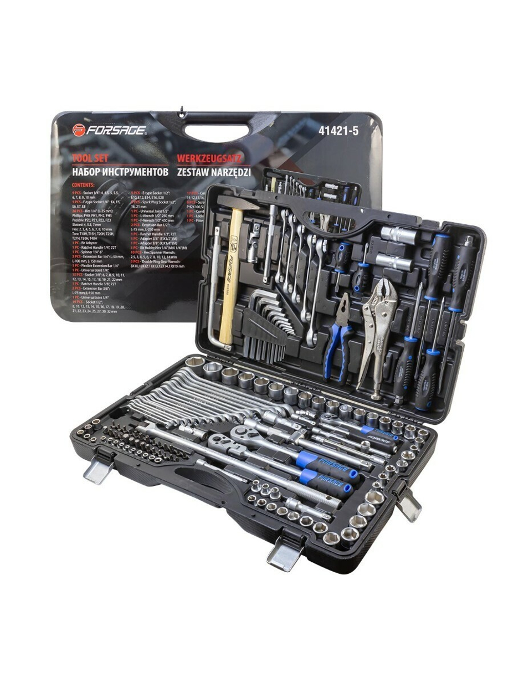 Набор инструментов 142 пр.1/4''3/8''1/2''(6-гр.)(4-32мм) Forsage F-41421-5