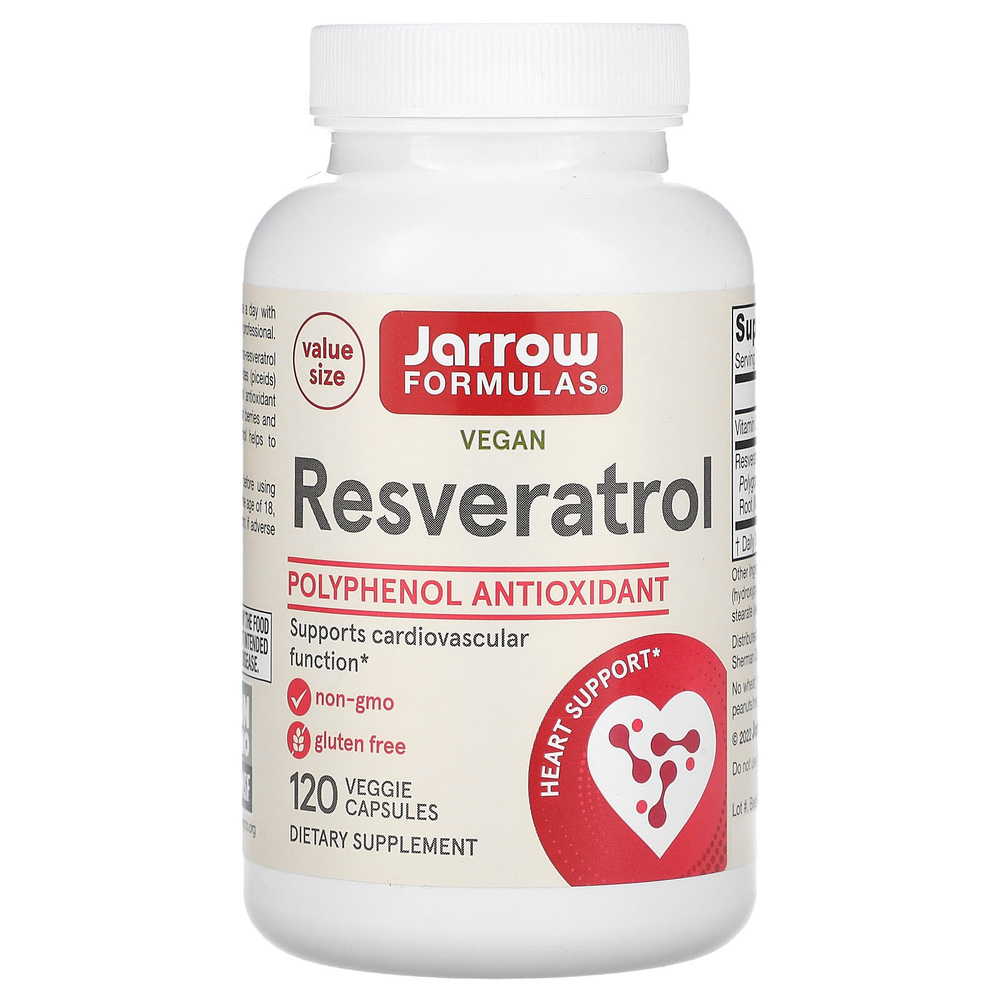 Jarrow Formulas, Ресвератрол, 120 растительных капсул