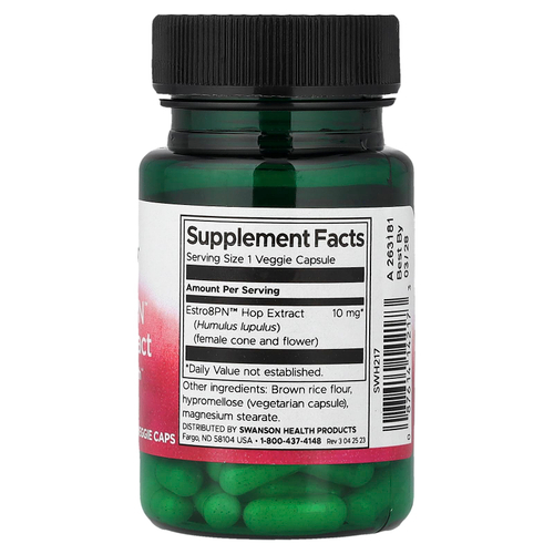Swanson Vitamins, Estro8PN™, экстракт хмеля, для женского здоровья, 60 растительных капсул (10 мг в 1 капсуле)