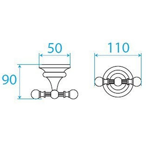 Двойной крючок Cezares OLIMP-DHK-02 Бронза