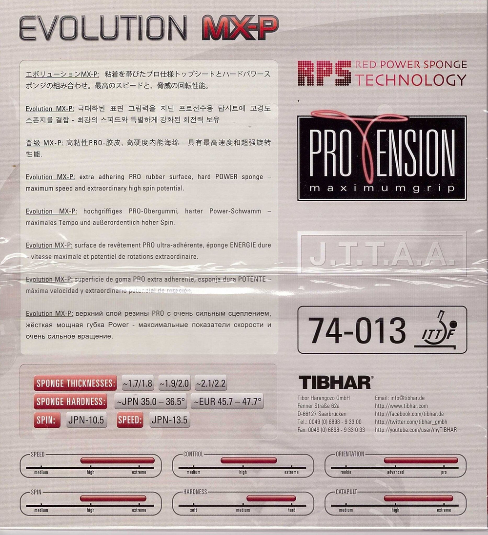 Накладка для ракетки Tibhar Evolution MX-P 1.9-2.0 red