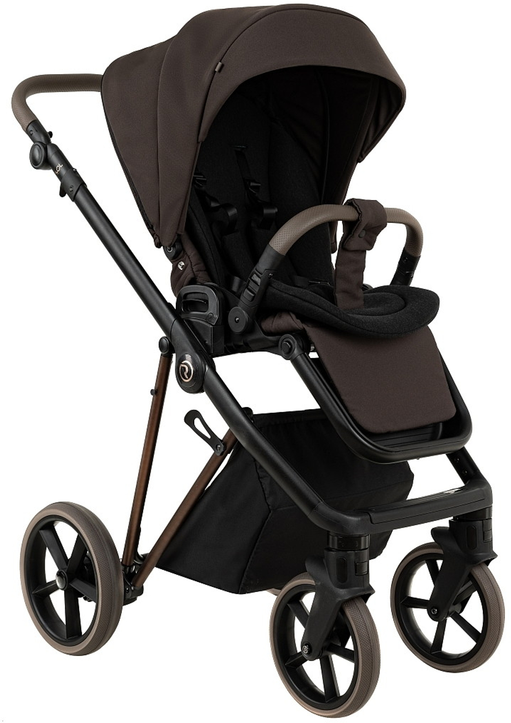 Детская коляска Roan Sol Vintage Luxury 2.0 3 в 1 с автокреслом Pituso Santiso Pro VIN 04/TC Turkish Coffe/Bronze/руч.Cappuccino