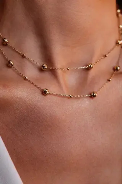 Колье двойное "QUIET LUXURY" с шарами и алмазными гранями в золочении