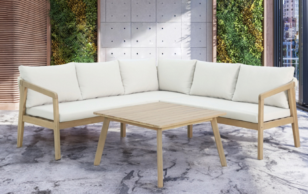 Модуль деревянный двухместный с подушками Tagliamento Nara, песочный