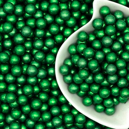 Посыпка кондитерская «Жемчуг Металлик 7 мм» (зеленый, 1 кг)