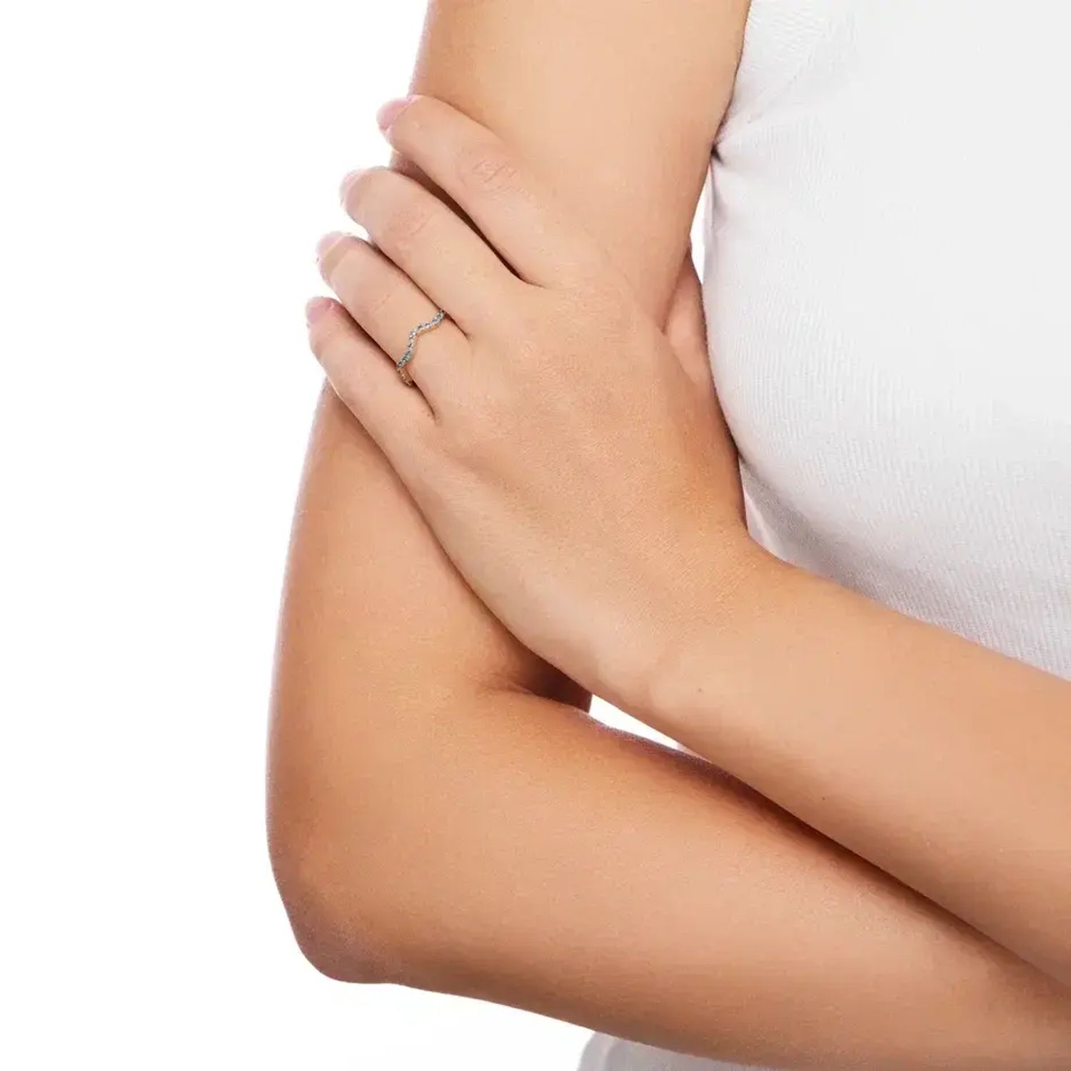 Кольцо Wave Pave Ring - Gold Blue