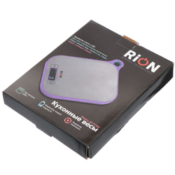 Весы кухонные электронные, нержавеющая сталь, Rion, Черная рамка, платформа, точность 1 г, до 5 кг, LCD-дисплей, PT-892