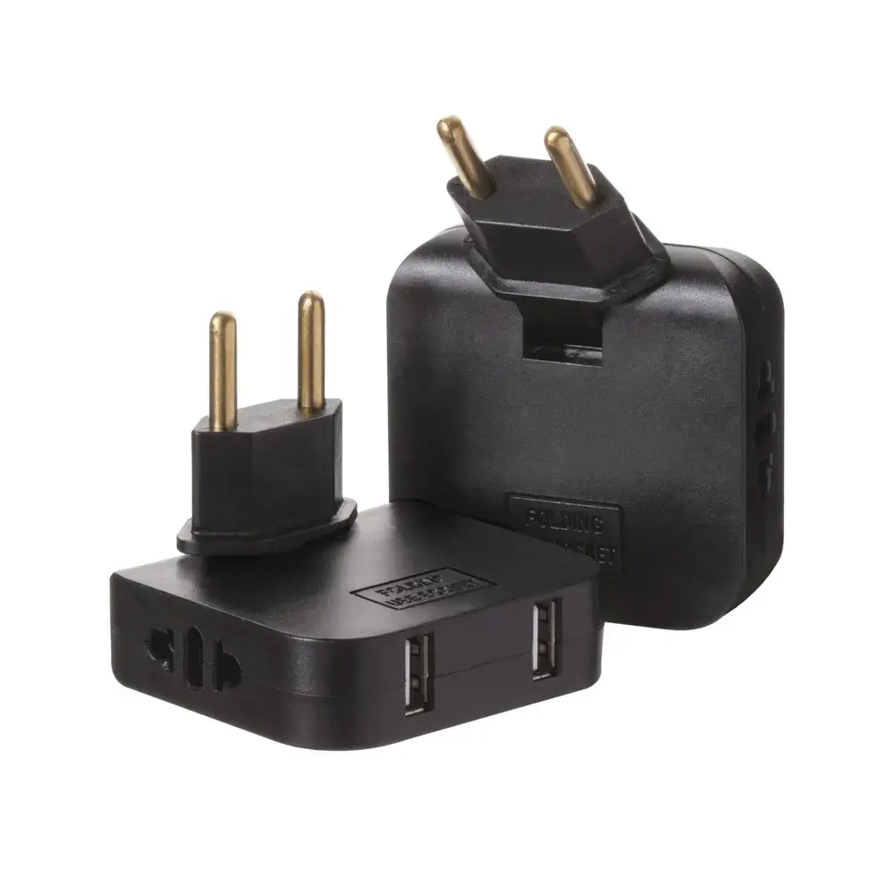 Тройник для розетки с USB плоский поворотный, USB разветвитель 180 градусов, черный усиленный тройник 16А