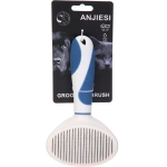 Расческа - пуходёрка для животных «ЛАПУСИКИ», коллекция БРО, прорезиненная ручка, цвет белый/голубой, 11.5*21.5см (блистер)