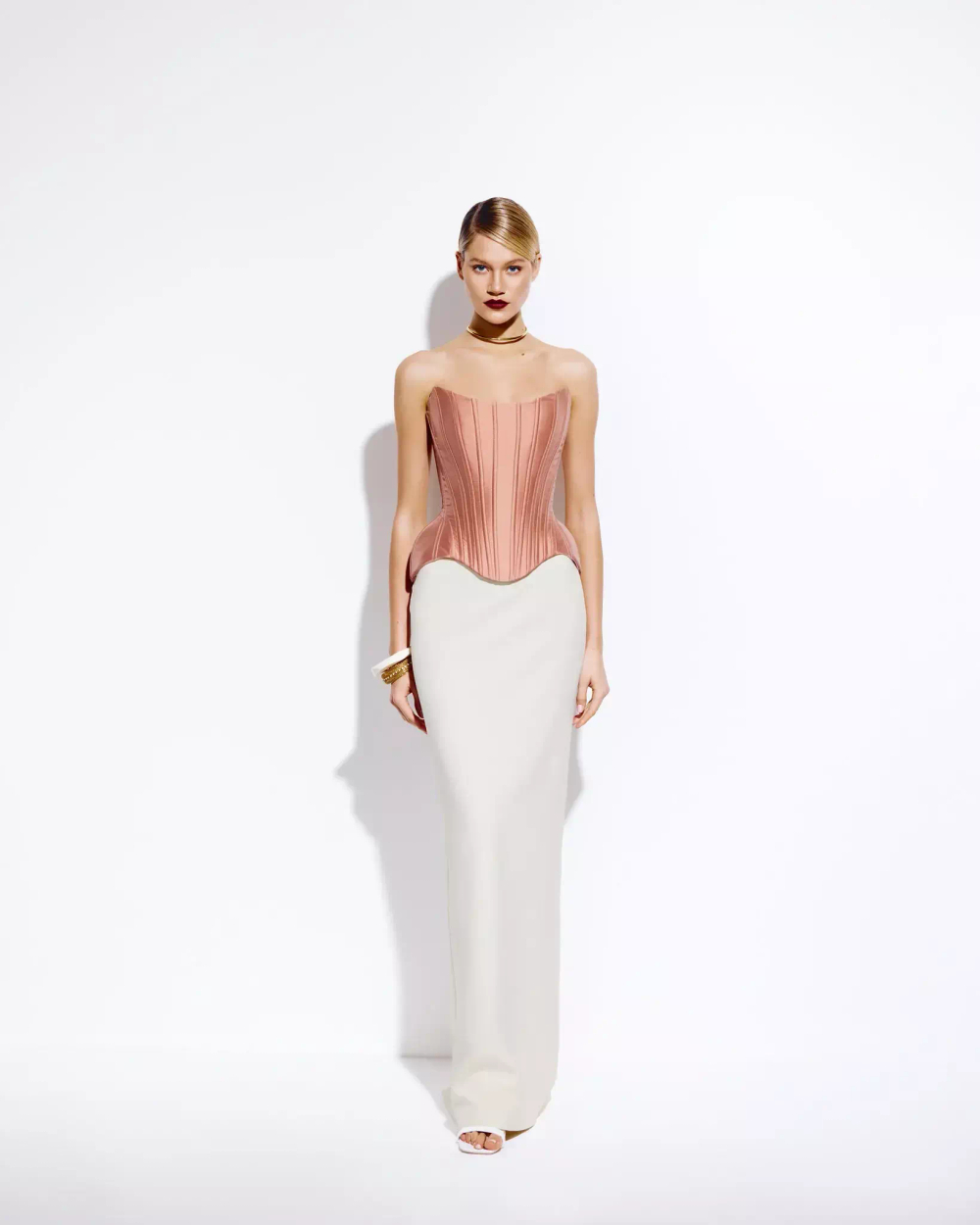 Юбка белая макси на низкой посадке