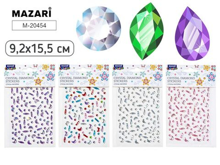 Стразы клеевые "Ассорти" пластиковые, 9,2*15,5см, 6 диз.