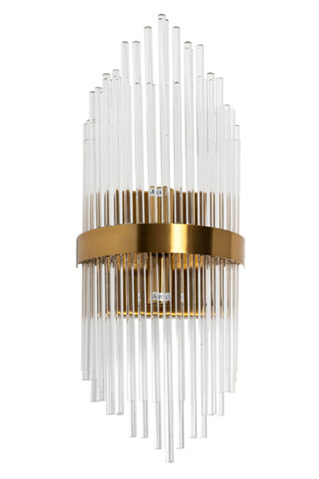 Бра настенное для спальни 54x11x20см Garda Decor прозрачное стекло/латунь