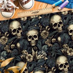 Ткань Ниагара Софт черепа в ночных цветах