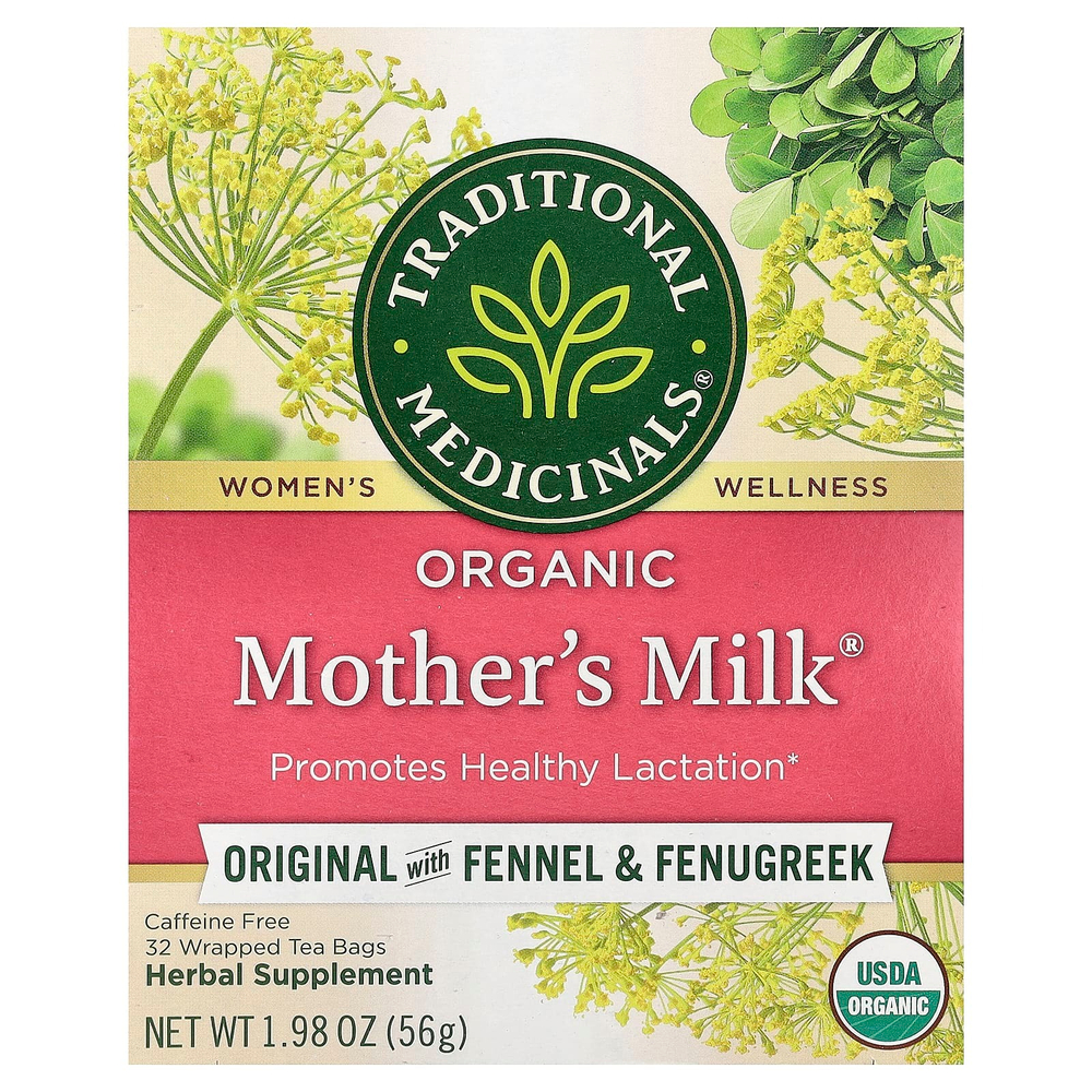 Traditional Medicinals, Organic Mother's Milk®, оригинальный с фенхелем и пажитником, без кофеина, 32 чайных пакетика в упаковке, 56 г (1,98 унции)