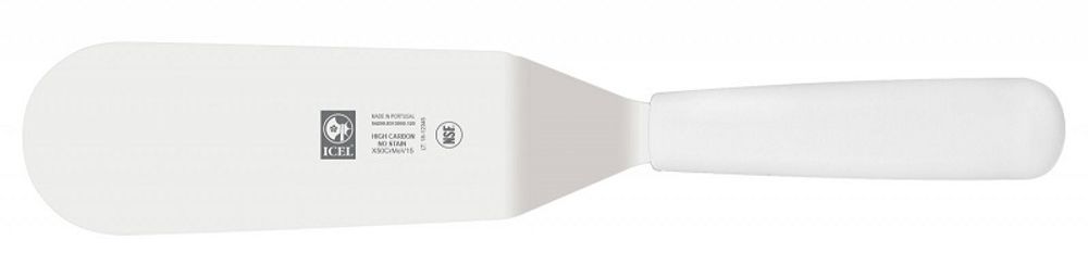 Лопатка 28 см. изогнутая раб. часть 12*5 см. нерж. с пластик. ручкой белая Icel /1/6/