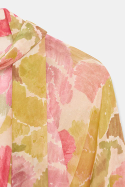 ZARA ПЛАТЬЕ МИДИ С ЦВЕТОЧНЫМ ПРИНТОМ И ПОЯСОМ, РАЗНОЦВЕТНЫЙ