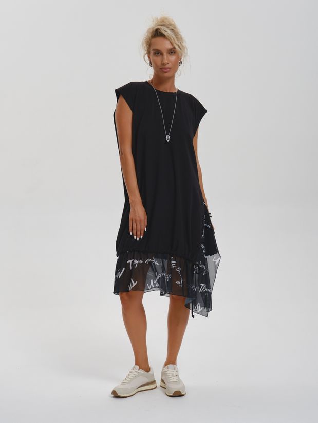 Платье с воланами буквы, черный