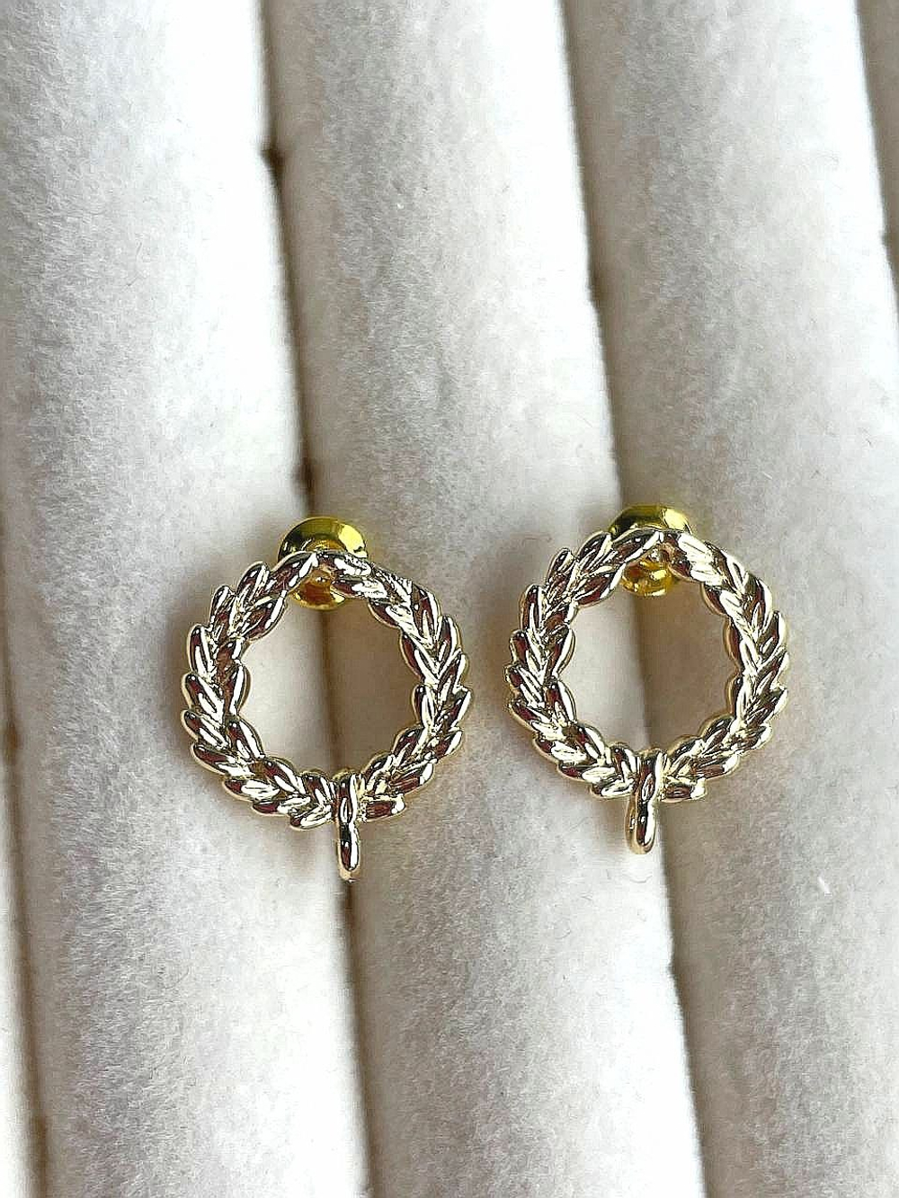 0551-з Швензы "Венок" 15мм, позолота, пара