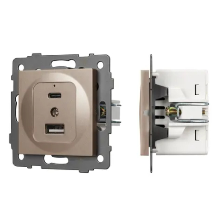 Механизм USB розетки SCT-MUAC-PL-GD-V (5V, 3A, QC4) (Arlight, -) 049841