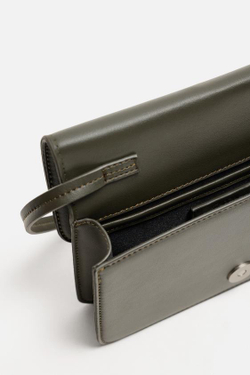 ZARA ОДНОТОННАЯ СУМКА ЧЕРЕЗ ПЛЕЧО, ЗЕЛЕНЫЙ